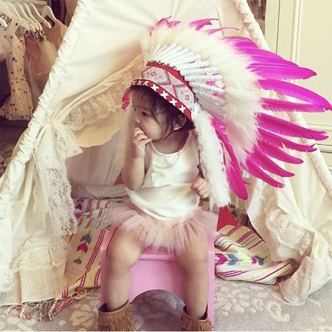 Couvre-chef avec chapeau en plumes Style indien, décoration d'halloween, guirlande pour bébés filles et garçons, accessoires de photographies, chapeau Villus pour chefs ► Photo 1/6