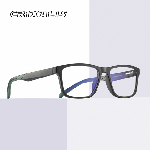 CRIXALIS – lunettes carrées anti-lumière bleue pour homme, TR90, verres optiques souples pour la lecture, monture noire, pour jeu sur ordinateur, UV400 ► Photo 1/6