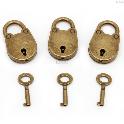 Mini cadenas à clé archaïser, vieux cadenas de Style Vintage, avec clé (Lot de 3) M05 livraison directe ► Photo 1/6
