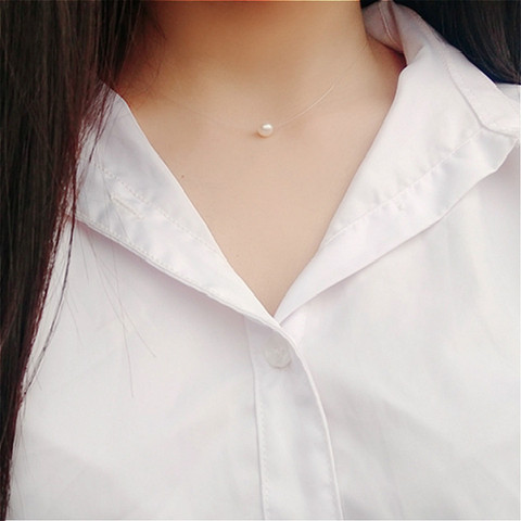 Collier carré Imitation perle cristal Zircon pour femmes, ras du cou Invisible et Transparent, ligne de pêche, Offre Spéciale ► Photo 1/6
