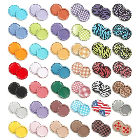 Bouchons de bouteille plats ronds colorés 25mm, 100 pièces/lot, pour bricolage, nœud de cheveux, artisanat, accessoires de bijoux ► Photo 1/6