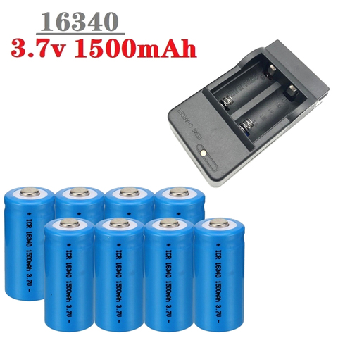 Batteries lithium-ion rechargeables, 3.7V, 1500mAh, pour lampe de poche LED, chargeur mural de voyage, CR123A 16340, 16340 ► Photo 1/6