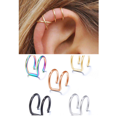 Doreenperles créatif oreille manchettes pince pour unisexe boucles d'oreilles multicolore C forme Unique fête accessoires cadeau 10mm x 10mm ► Photo 1/6