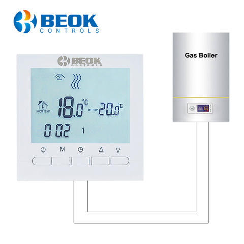 Beok Thermostat d'ambiance numérique filaire pour chaudière à gaz chauffage 3A thermorégulateur Programmable Thermostato alimenté par batterie ► Photo 1/6