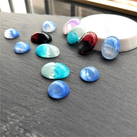 Cabochon en résine dégradé de couleur, Cabochon ovale en plastique, accessoires pour la fabrication de bijoux à faire soi-même, 10x14 13x18mm, 10 pièces/lot ► Photo 1/6