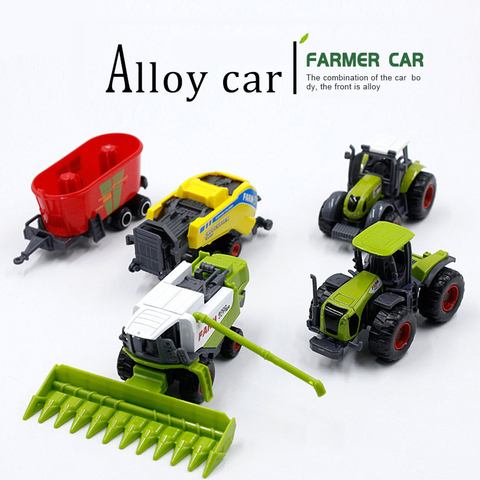 Mini voiture agricole en alliage, voiture d'ingénierie tracteur de voiture, véhicule de ferme, ceinture de garçon, modèle de voiture de Simulation coulée ► Photo 1/6