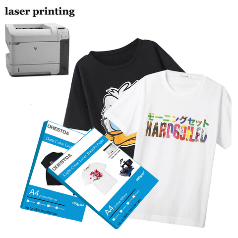 A4 couleur claire foncée imprimante de toner laser papier thermique transfert de chaleur pur coton T-shirt tissu ► Photo 1/2