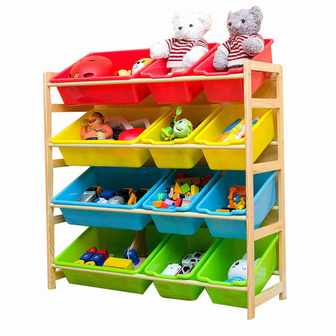 Étagère de rangement de jouets pour enfants en bois massif maternelle jouet armoire de rangement bébé étagère étagère multi-couche ménage étagère ► Photo 1/1