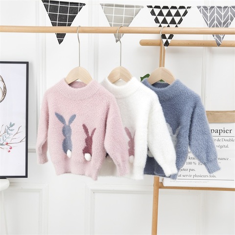 Pull chaud à manches longues pour enfants de 2 à 8 ans, vêtements d'automne et d'hiver pour bébés filles, motif lapin mignon, dessin animé, noël ► Photo 1/6