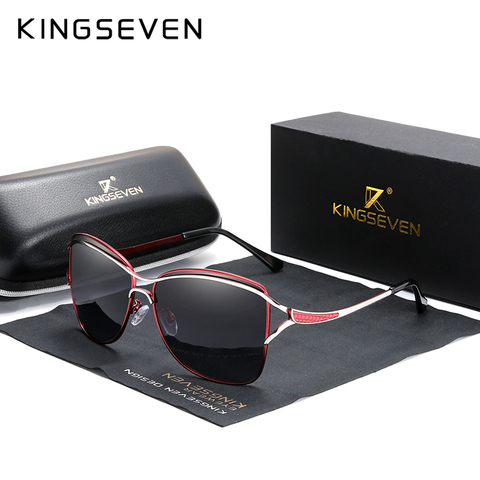 KINGSEVEN-lunettes de soleil sans bords carrées, de styliste, à la mode, pour femmes, avec boîte ► Photo 1/6