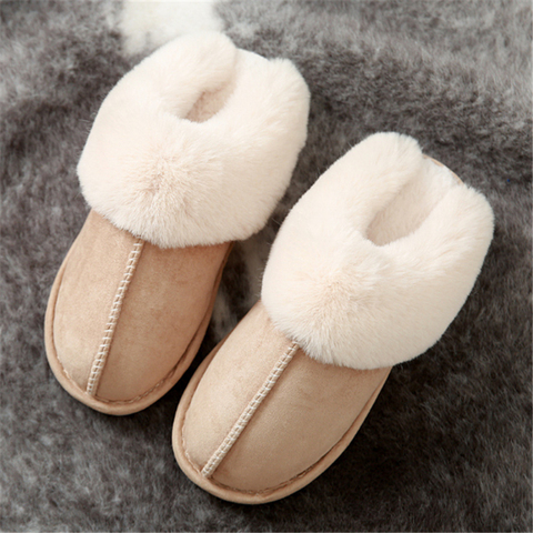 JIANBUDAN peluche chaude maison pantoufles plates léger doux confortable hiver pantoufles femmes coton chaussures intérieur en peluche pantoufles ► Photo 1/6