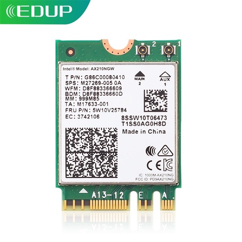 EDUP 3000Mbps Intel AX210 WiFi 6E carte PCIE Bluetooth 5.2 double bande 2.4G/5GHz adaptateur réseau sans fil récepteur Wi-Fi pour ordinateur portable ► Photo 1/6
