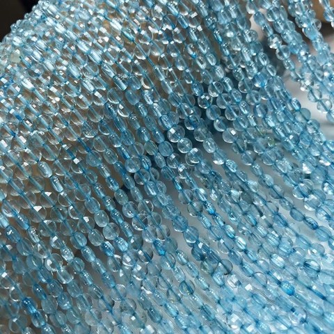 Pièces de monnaie en topaze bleue, 4x2mm, pour bricolage, fabrication de bijoux, perles en vrac FPPJ, vente en gros, perles naturelles ► Photo 1/2