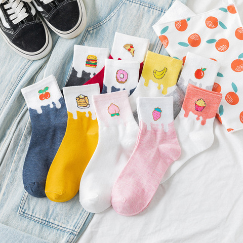 SP & CITY dessin animé Fruits imprimer femmes chaussettes coton mignon drôle chaussettes courtes nourriture à motifs respirant Art cheville chaussettes Hipster sportif ► Photo 1/6