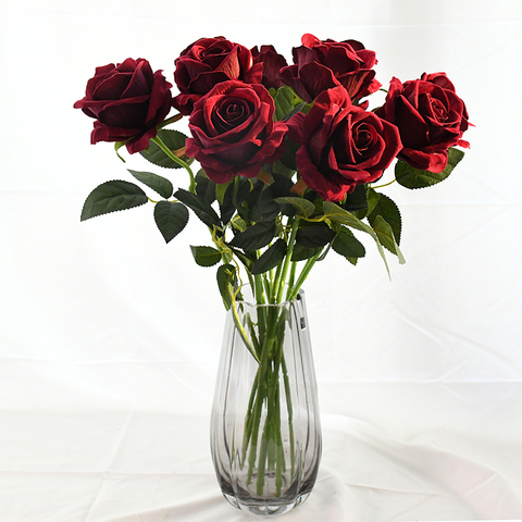 10 pièces Vraie Touche Rose Fleurs Flanelle Fleur Bouquet Unique Tête Rose Fleurs Artificielles Bouquet pour la Décoration De Mariage Décor À La Maison ► Photo 1/6