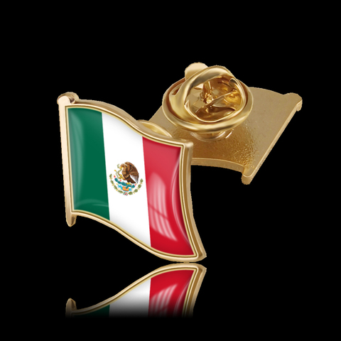 Épingle à revers avec drapeau du mexique ondulé, épingle papillon, dos, cravate, accessoires ► Photo 1/6