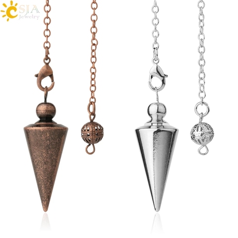 CSJA-Pendule en métal, cône pour Wicca, Pendule Antique en cuivre, couleur or, radiesthésie, bijoux de guérison, G336, offre spéciale ► Photo 1/6