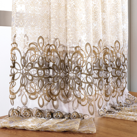 BHD rideaux de fenêtre en Tulle transparent à fleurs pour salon la chambre rideaux de Tulle de luxe modernes pour rideaux de tissu de rideau de fenêtre ► Photo 1/6