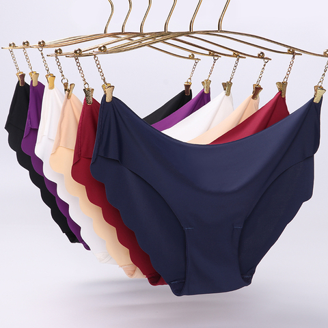 Culotte sans couture pour femmes, de haute qualité, couleur unie, Ultra-fine, sous-vêtements Sexy, taille basse, à volants, Lingerie ► Photo 1/6