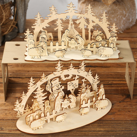 Artisanat en bois créatif DIY, ornements de noël, décorations de bureau pour maison, nouvel an, cadeau pour enfants ► Photo 1/6