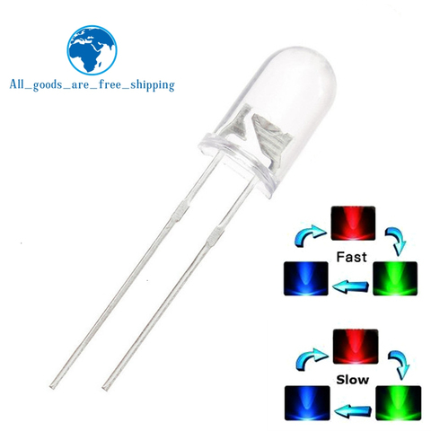 100 pcs/lot F5 5mm rapide/lent rvb Flash rouge vert bleu arc-en-ciel Multi couleur Diode électroluminescente ronde LED polychrome ► Photo 1/1