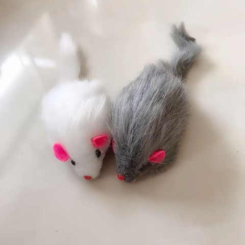 Jouet en peluche pour chat, 5 pièces/lot, fausse souris, à longue queue, avec son, en fourrure de lapin véritable, doux, en peluche, couinant, Rat ► Photo 1/6