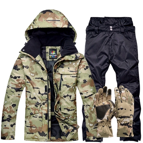 Combinaison de Ski pour hommes, Camouflage chaud pour hiver, vêtements de sport d'extérieur, coupe-vent, coupe-vent ► Photo 1/6