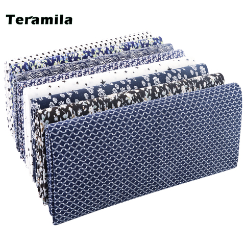 Teramila – tissu en coton uni à motif de grille bleu marine, tissu imprimé Patchwork pour Art, couture bricolage artisanat fait à la main ► Photo 1/6