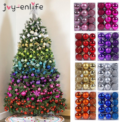 24 pièces boule de sapin de noël ornements décorations bricolage fête de noël 3cm boule boules suspendus ornement décoration de noël pour la maison ► Photo 1/6