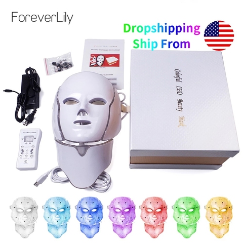 Foreverlily 7 couleurs Led masque Facial Led coréen Photon thérapie masque Facial Machine luminothérapie acné masque cou beauté masque Led ► Photo 1/6