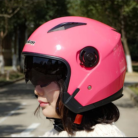 Casque de Moto à double visière pour hommes et femmes, vintage, Anti-UV, 3/4 ► Photo 1/6