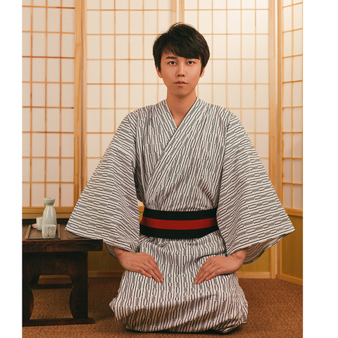 Costumes des samouraïs japonais pour hommes, Kimono Jinbei, Robe de nuit, ample en coton, noir, Yukata, vêtements traditionnels, pour la maison ► Photo 1/6