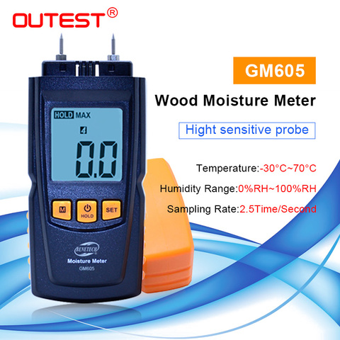 Affichage LCD numérique bois humidimètre testeur d'humidité bois détecteur d'humidité portable bois humidimètre GM605 ► Photo 1/6