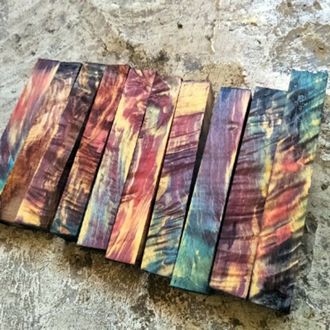 Manche de couteau en bois ondulé stabilisé, coloré 19x19x120mm, crayon de bricolage Rod-1piece ► Photo 1/6