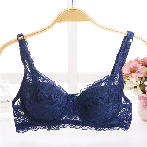 Soutien-gorge en dentelle brodée de fleurs, grande taille, bonnet fin, Push-Up pour femmes, Lingerie Sexy, confortable, réglable, t-shirt pour dames ► Photo 1/6