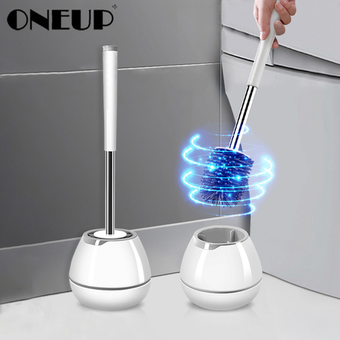 Onup TPR brosse de toilette en Silicone souple, avec pincettes dissimulées, brosse de bol de toilette et ensemble d'outils de nettoyage des accessoires de salle de bain ► Photo 1/6