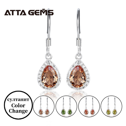 Boucles d'oreilles en argent Sterling 925 pour femmes, rubis améthyste topaze Zultanite, création de pierre à couleur changeante, bijoux fins ► Photo 1/6