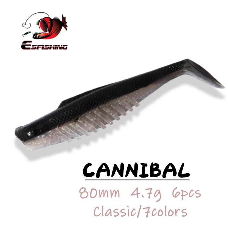 Espêche leurres en plastique appâts souples Cannibal 6 pièces 80mm appâts en Silicone matériel de pêche Pesca leurres souples ► Photo 1/4