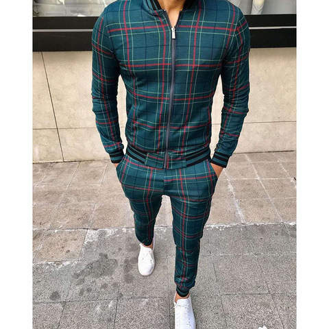 Ensemble de survêtement pour homme, veste et pantalon, avec fermeture éclair, à la mode ► Photo 1/6