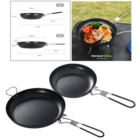 Mini batterie de cuisine de Camping poêle antiadhésive Frypan léger avec poignée pliable pour randonnée en plein air pique-nique sac à dos ► Photo 1/1