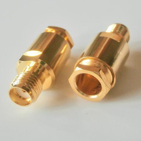 Connecteur RF SMA femelle, 1 pièce, pince à souder pour LMR195 RG58 RG142 RG223 RG400 câble coaxial en laiton plaqué or droit ► Photo 1/6