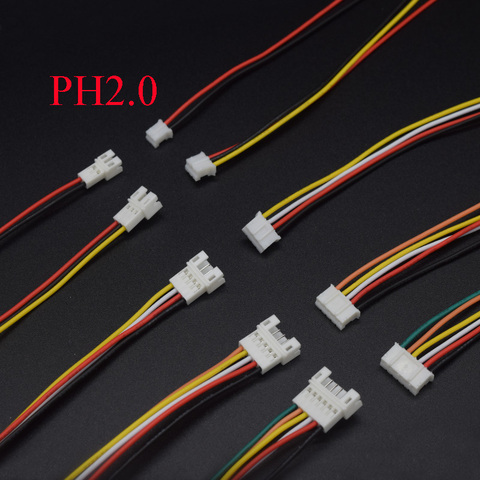 Micro JST-connecteur mâle femelle, PH 2.0, 2P 3P 4P 5P 6 broches avec câbles de fil de 200mm ► Photo 1/6