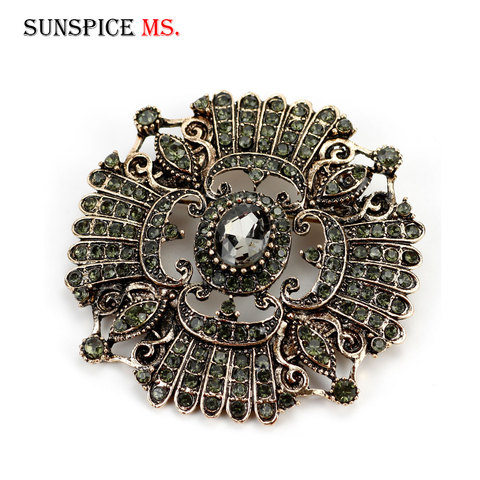 SUNSPICE MS turc fleur perle broche broche vieux or couleur Vintage indien bijoux Imitation perle Broches Broches cadeau de mariée ► Photo 1/6