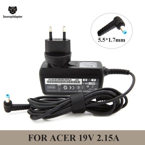 19V 2.15A 40W 5.5x1.7mm ordinateur portable adaptateur secteur chargeur pour Acer Aspire One D255 533 D257 D260 W500P W501 W501P chargeur alimentation ► Photo 1/6