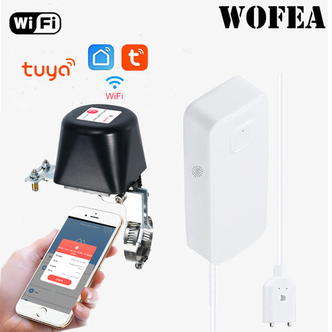 Wofea wifi capteur de fuite d'eau App Notification à piles détecteur d'eau de sécurité à la maison tuya robinet pour fonctionner intelligent ► Photo 1/5