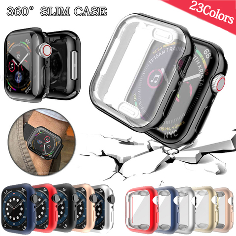 Coque fine en TPU pour Apple Watch, protecteur d'écran pour Apple Watch série 6 5 4 3 2 1 42mm 38mm 40mm 44mm iWatch 6 5 4 44mm ► Photo 1/6