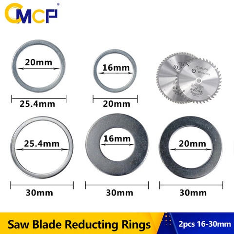 CMCP 2 pièces 16mm 20mm 25.4mm 30mm lame de scie circulaire anneaux de réduction bague de Conversion disque de coupe outils de travail du bois rondelle de coupe ► Photo 1/6