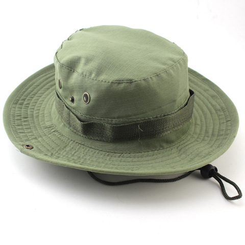 Chapeau seau militaire en coton unisexe pour hommes et femmes, chapeau de Protection solaire, pour la pêche, la chasse, le Safari, le Panama ► Photo 1/6