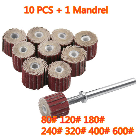 10 pièces + 1 disque à lamelles abrasives meules à lamelles brosse sable pour Dremel accessoires pour meuleuse Abrasive rotative pour outils Dremel ► Photo 1/6