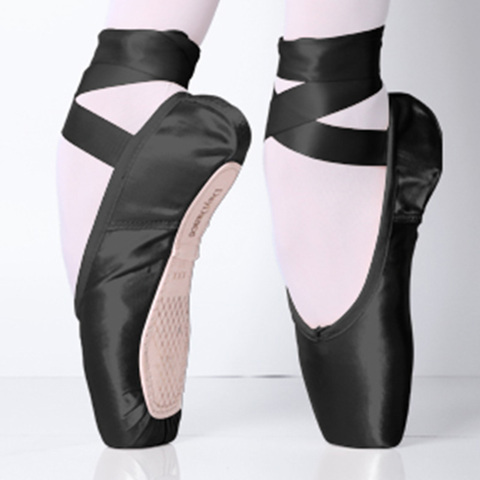 Chaussures de Ballet à Pointe en Satin noir pour femmes, chaussures de Ballet professionnelles pour filles, vêtements de danse de Ballet ► Photo 1/6